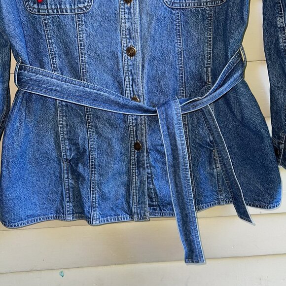 LIZ CLAIBORNE CRAZY HORSE Vintage belted denim jacket - Picture 5 of 10